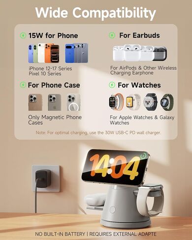 4‑in‑1 Wireless Charging Stand with Night Light, for Apple & Samsung in Kuwait