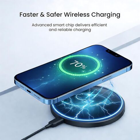 Wireless Charger Pad 15W Fast Charging Station with USB Cable for iPhone in Kuwait