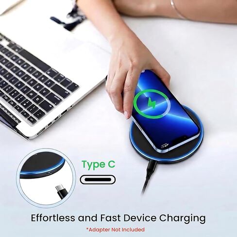 Wireless Charger Pad 15W Fast Charging Station with USB Cable for iPhone in Kuwait