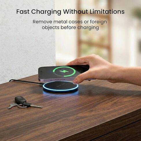 Wireless Charger Pad 15W Fast Charging Station with USB Cable for iPhone in Kuwait