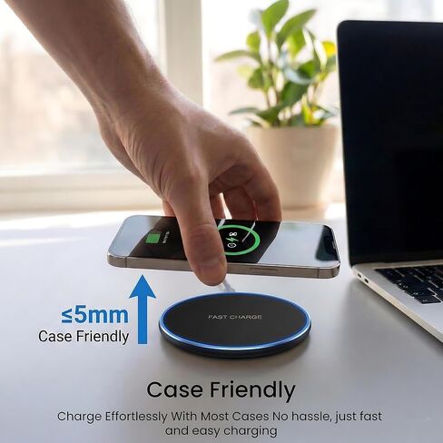 Wireless Charger Pad 15W Fast Charging Station with USB Cable for iPhone in Kuwait