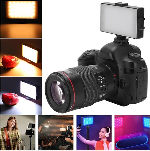 Portable Portable Bicolor Temperature Fill Light For Live Streaming, 104 Beads 7W On Camera Mini Vlog Light For Content Makers, Black Plastic 1.3 Hours Use Time in Kuwait