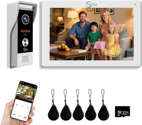 ANJIELO SMART Wired Video Doorbell with Indoor Monitor,Video Intercom System, Hardwired Door Entry Camera with Two-Way Audio, Motion Detection, Remote Unlock for Home Security in Kuwait