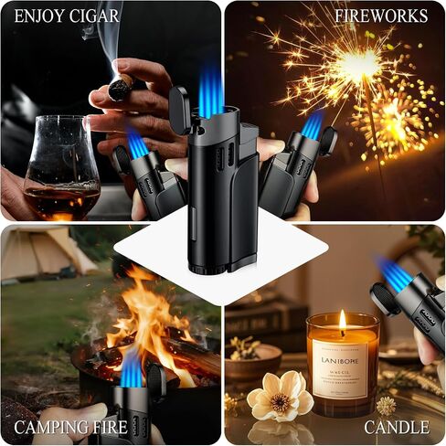 Cigar Butane Torches Lighter with Punch Refillbale Metal Windproof in Kuwait