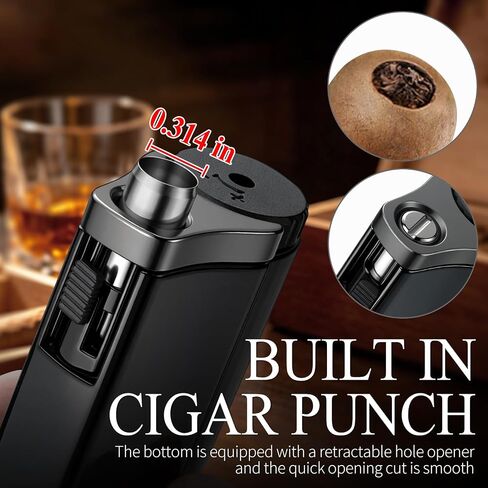 Cigar Butane Torches Lighter with Punch Refillbale Metal Windproof in Kuwait