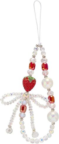 BEEFLYING Beaded Phone Wrist Strap Bow Red Phone Charm Strap Y2K Cute Beaded Wristlet with Strawberry for Case Backpack Keychains Cameras Wallets Car Key Decoration in Kuwait