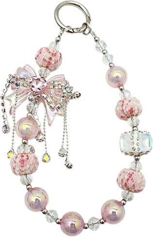 Rhinestone Phone Charm for Women, Beaded Wrist Strap Lanyard with Tether Tab – Anti-Theft Hands-Free Detachable Phone Chain Wristlet in Kuwait