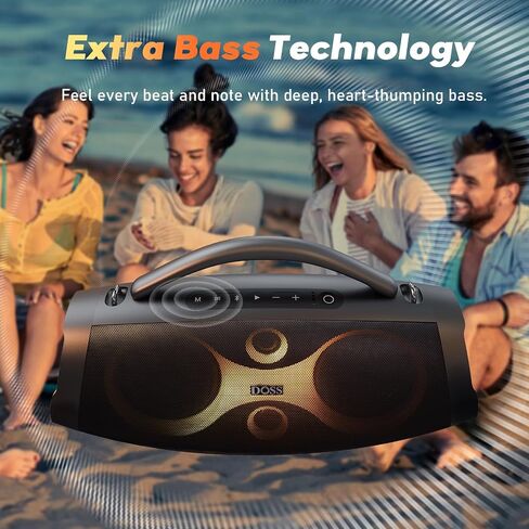 DOSS Extreme Boom Pro D200 240W Peak Outdoor Speaker, Punchy Bass, 26H Playtime, Beat-Synced Light, BT5.4, Stereo Pairing, IPX6 Waterproof for Camping, Beach, Tailgate Party-Blue in Saudi Arabia