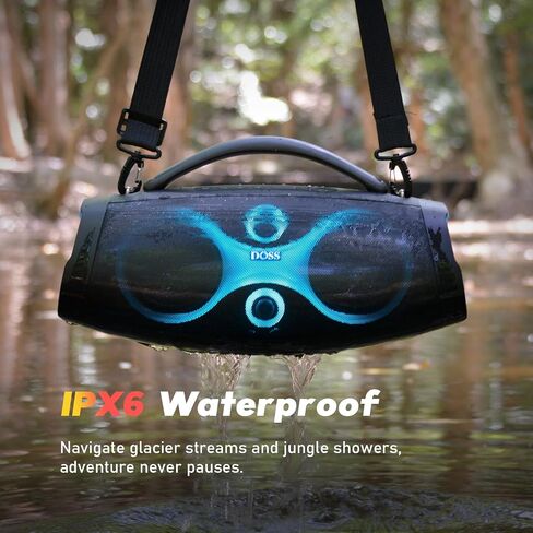 DOSS Extreme Boom Pro D200 240W Peak Outdoor Speaker, Punchy Bass, 26H Playtime, Beat-Synced Light, BT5.4, Stereo Pairing, IPX6 Waterproof for Camping, Beach, Tailgate Party-Blue in Saudi Arabia