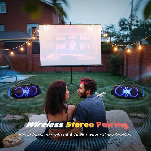 DOSS Extreme Boom Pro D200 240W Peak Outdoor Speaker, Punchy Bass, 26H Playtime, Beat-Synced Light, BT5.4, Stereo Pairing, IPX6 Waterproof for Camping, Beach, Tailgate Party-Blue in Saudi Arabia