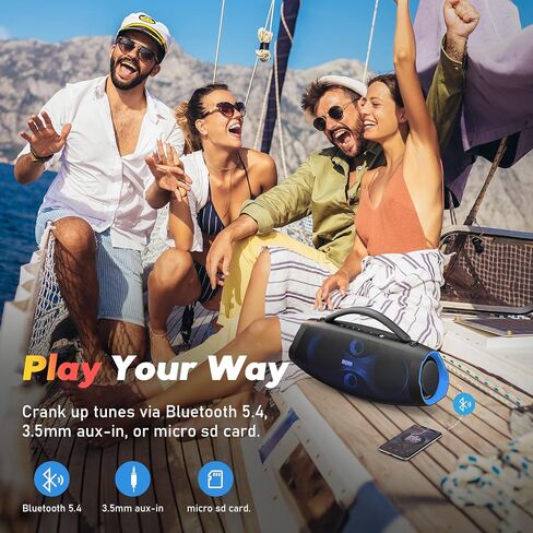 DOSS Extreme Boom Pro D200 240W Peak Outdoor Speaker, Punchy Bass, 26H Playtime, Beat-Synced Light, BT5.4, Stereo Pairing, IPX6 Waterproof for Camping, Beach, Tailgate Party-Blue in Saudi Arabia