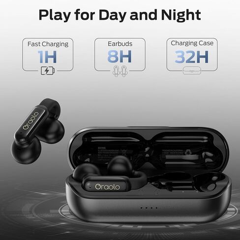 Oraolo Bluetooth Earbuds, Crystal Clear Call, USB-C Charging, Bluetooth 6.0 Open Earphones with ENC, IPX5 Waterproof Wireless Clip-on Earbud, Gift for Christmas Man/Women in Saudi Arabia