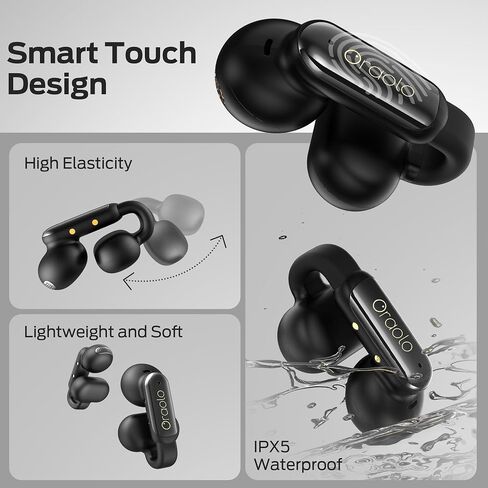 Oraolo Bluetooth Earbuds, Crystal Clear Call, USB-C Charging, Bluetooth 6.0 Open Earphones with ENC, IPX5 Waterproof Wireless Clip-on Earbud, Gift for Christmas Man/Women in Saudi Arabia