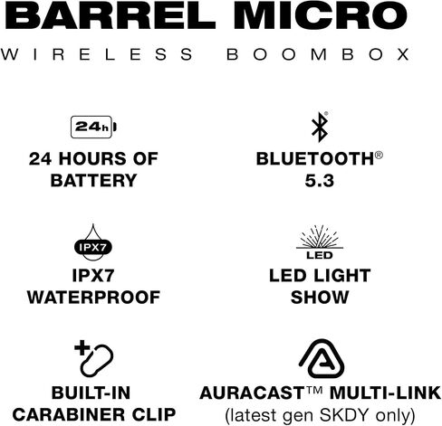 Skullcandy Barrel Micro Portable Bluetooth Speaker, IPX7, 24-Hour Battery in Kuwait