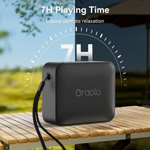 Oraolo Bluetooth Speaker, IPX7 Waterproof Portable with Stereo Sound, Bluetooth 5.4, TWS Pairing, Support AUX/TF Card, Small Wireless Speaker for Home, Shower, Outdoors, Travel, Black in Saudi Arabia