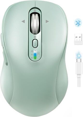 INFINMIND Wireless Bluetooth Mouse for Laptop,USB+BT×2,Quiet Ergo Computer Mouses,Metal 4-Way Super Scrolling,± 3200 DPI,Rechargeable,9 Buttons,Multi Device Cordless Mice for iPad,Tablet,Mac,PC(Green) in Saudi Arabia
