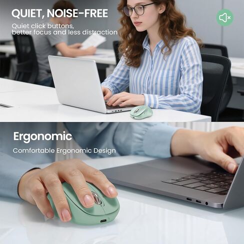 INFINMIND Wireless Bluetooth Mouse for Laptop,USB+BT×2,Quiet Ergo Computer Mouses,Metal 4-Way Super Scrolling,± 3200 DPI,Rechargeable,9 Buttons,Multi Device Cordless Mice for iPad,Tablet,Mac,PC(Green) in Saudi Arabia