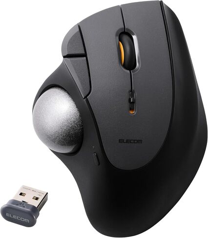 ELECOM IST Plus Wireless Trackball Mouse, Bluetooth and USB 2.4GHz, 3-Device Connection, Silent Click, 36mm Ergonomic Thumb Design, Programmable for Windows Mac in Kuwait