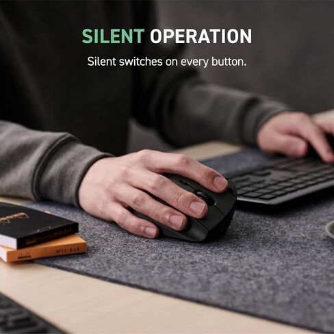 ELECOM IST Plus Wireless Trackball Mouse, Bluetooth and USB 2.4GHz, 3-Device Connection, Silent Click, 36mm Ergonomic Thumb Design, Programmable for Windows Mac in Kuwait