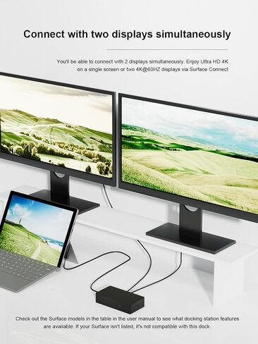 Surface Dock 2,Surface Docking Station 2 with 199W Power Supply, Type-C 4K Display Port*2,USB A*2/Type C*2,Gigabit Ethernet,Audio Compatible with Surface Laptop Studio,Laptop,Surface Go,Pro X/9/8 in Kuwait