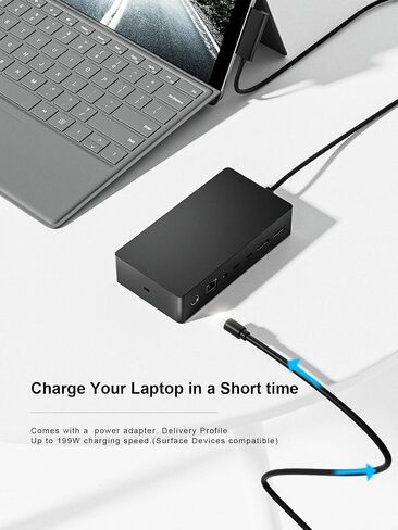 Surface Dock 2,Surface Docking Station 2 with 199W Power Supply, Type-C 4K Display Port*2,USB A*2/Type C*2,Gigabit Ethernet,Audio Compatible with Surface Laptop Studio,Laptop,Surface Go,Pro X/9/8 in Kuwait