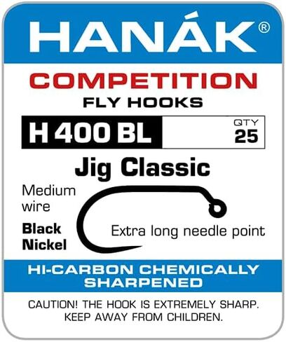 MFC Fly Tying H 400BL Barbless Classic Jig Hooks by Hanak – Euro Nymph jig Fly Tying Hooks in Kuwait