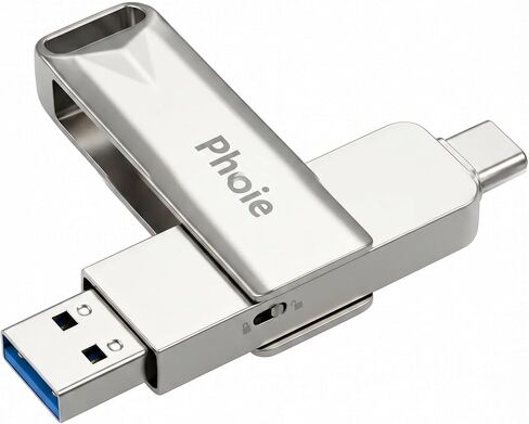 128GB Dual USB Flash Drive, USB 3.2 Gen 1 USB C & USB A Memory Stick with Physical Write Protect Switch, 360° Metal Swivel OTG Thumb Drive for iPhone 17/16/15, MacBook, Windows in Kuwait