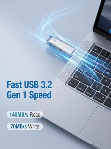 128GB Dual USB Flash Drive, USB 3.2 Gen 1 USB C & USB A Memory Stick with Physical Write Protect Switch, 360° Metal Swivel OTG Thumb Drive for iPhone 17/16/15, MacBook, Windows in Kuwait