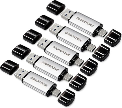 GIGASTONE 16GB Dual Flash Drive (5 Pack) V40S USB 2.0, 2-in-1 Type-A & Type-C, High Speed, Head Cap Design, Plug & Play for Smartphone/PC/Mac/TV/Car Audio in Kuwait