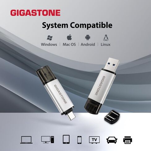 GIGASTONE 16GB Dual Flash Drive (5 Pack) V40S USB 2.0, 2-in-1 Type-A & Type-C, High Speed, Head Cap Design, Plug & Play for Smartphone/PC/Mac/TV/Car Audio in Kuwait