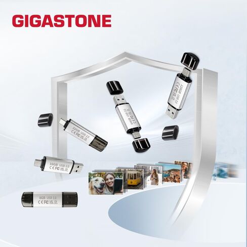 GIGASTONE 16GB Dual Flash Drive (5 Pack) V40S USB 2.0, 2-in-1 Type-A & Type-C, High Speed, Head Cap Design, Plug & Play for Smartphone/PC/Mac/TV/Car Audio in Kuwait