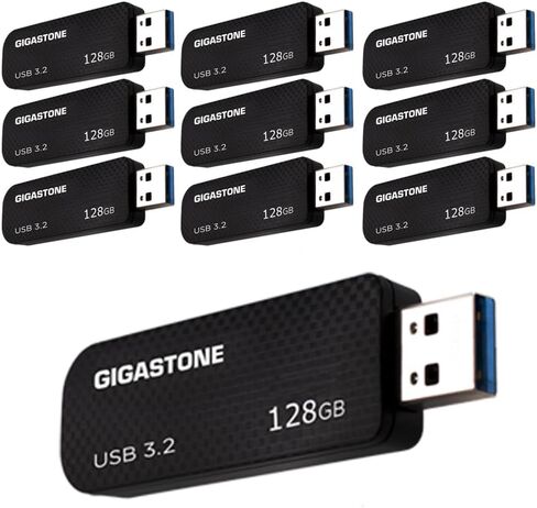 GIGASTONE 16GB USB 3.2 Flash Drive 5-Pack, 80MB/s High-Speed Data Transfer, Carbon Fiber Design, Retractable in Kuwait
