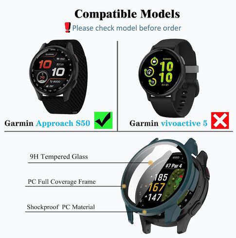 4-Pack Approach S50 Screen Protector Case Compatible with Garmin Approach S50 Smartwatch, Ultra-Thin Scratch Resistant Cover with Tempered Glass for Women Men in Kuwait