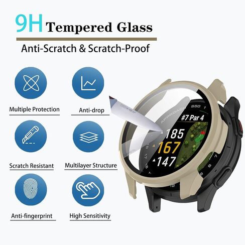 4-Pack Approach S50 Screen Protector Case Compatible with Garmin Approach S50 Smartwatch, Ultra-Thin Scratch Resistant Cover with Tempered Glass for Women Men in Kuwait