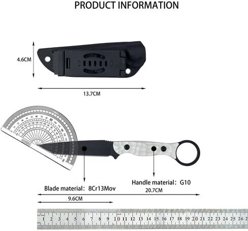 Fixed Blade Knife with Kydex Sheath,Tanto 8Cr13Mov Blade,Non-Slip G10 Handle for Camping Hiking Survival,Ideal Gift for Men in Saudi Arabia