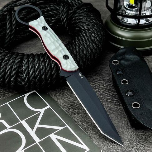Fixed Blade Knife with Kydex Sheath,Tanto 8Cr13Mov Blade,Non-Slip G10 Handle for Camping Hiking Survival,Ideal Gift for Men in Saudi Arabia