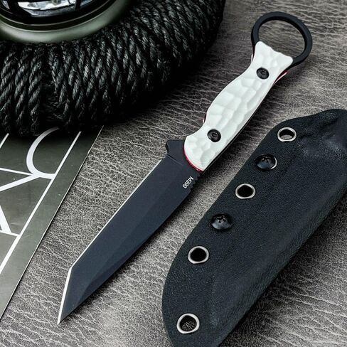 Fixed Blade Knife with Kydex Sheath,Tanto 8Cr13Mov Blade,Non-Slip G10 Handle for Camping Hiking Survival,Ideal Gift for Men in Saudi Arabia