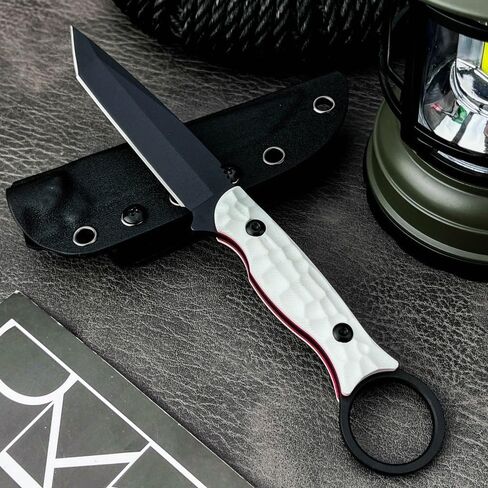 Fixed Blade Knife with Kydex Sheath,Tanto 8Cr13Mov Blade,Non-Slip G10 Handle for Camping Hiking Survival,Ideal Gift for Men in Saudi Arabia