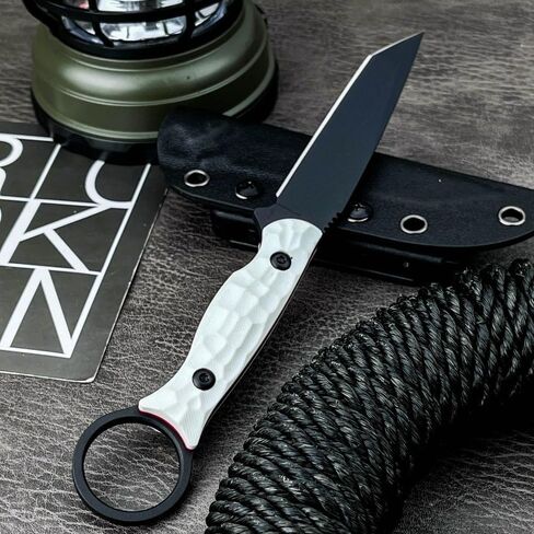 Fixed Blade Knife with Kydex Sheath,Tanto 8Cr13Mov Blade,Non-Slip G10 Handle for Camping Hiking Survival,Ideal Gift for Men in Saudi Arabia