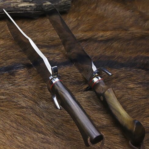 BA-KOR 8mm 9CR18MOV steel (14.8IN) sandalwood handle Bowie knife + sheath & (5.9IN) cerium igniter, suitable for outdoor hunting, camping, survival, EDC tool knives in Saudi Arabia