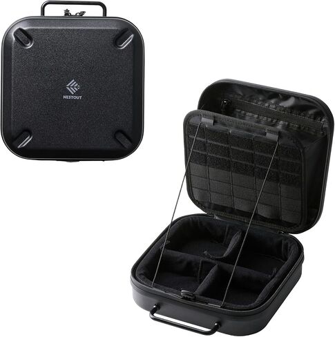 ELECOM NESTOUT Gear Storage Case, Lightweight Hard Shell, Water-Resistant, Stackable Organizer with Padded Dividers, Impact Resistant, Fits Travel Outdoor Batteries Tech Accessories (Black) in Kuwait