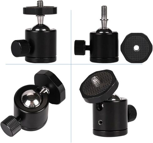 360° Adjustable For Mini Tripod Ball Head Adapter Aluminum Alloy With 1/4in Screw (Black) in Saudi Arabia