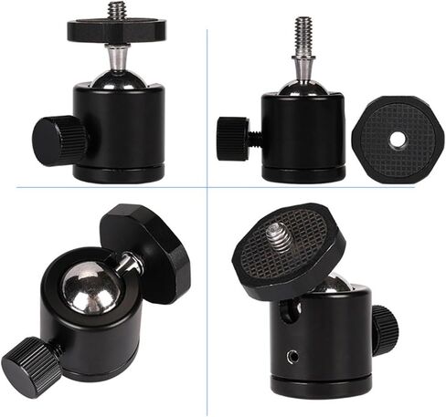 360° Adjustable For Mini Tripod Ball Head Adapter Aluminum Alloy With 1/4in Screw (Black) in Saudi Arabia