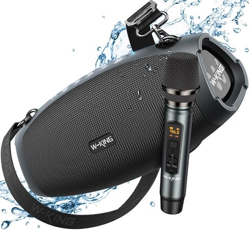 W-KING Portable Loud Bluetooth Speakers with Wireless Microphone, 70W Portable Outdoor Speakers Bluetooth Wireless Waterproof, Triple Passive Radiators-Deep Bass/Hi-fi/DSP/Power Bank/TF/AUX/EQ/Opener in Kuwait