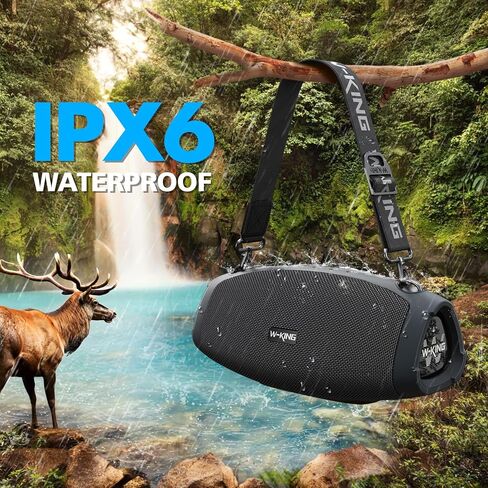 W-KING Portable Loud Bluetooth Speakers with Wireless Microphone, 70W Portable Outdoor Speakers Bluetooth Wireless Waterproof, Triple Passive Radiators-Deep Bass/Hi-fi/DSP/Power Bank/TF/AUX/EQ/Opener in Kuwait