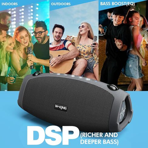 W-KING Portable Loud Bluetooth Speakers with Wireless Microphone, 70W Portable Outdoor Speakers Bluetooth Wireless Waterproof, Triple Passive Radiators-Deep Bass/Hi-fi/DSP/Power Bank/TF/AUX/EQ/Opener in Kuwait