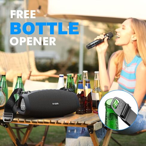 W-KING Portable Loud Bluetooth Speakers with Wireless Microphone, 70W Portable Outdoor Speakers Bluetooth Wireless Waterproof, Triple Passive Radiators-Deep Bass/Hi-fi/DSP/Power Bank/TF/AUX/EQ/Opener in Kuwait