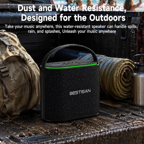 BESTISAN Bluetooth Speaker, 2.1CH 90W Stereo Sound, Built-in 50W Subwoofer, Upgraded 7 RGB Lights, TWS, 15H Play Portable Speaker, Deep Bass, Hands-Free Calling for Party, Camping, Travel, Garage in Kuwait