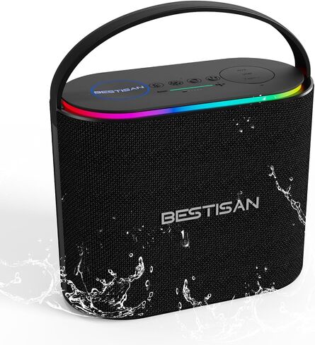 BESTISAN Bluetooth Speaker, 2.1CH 90W Stereo Sound, Built-in 50W Subwoofer, Upgraded 7 RGB Lights, TWS, 15H Play Portable Speaker, Deep Bass, Hands-Free Calling for Party, Camping, Travel, Garage in Kuwait