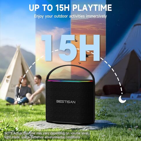 BESTISAN Bluetooth Speaker, 2.1CH 90W Stereo Sound, Built-in 50W Subwoofer, Upgraded 7 RGB Lights, TWS, 15H Play Portable Speaker, Deep Bass, Hands-Free Calling for Party, Camping, Travel, Garage in Kuwait